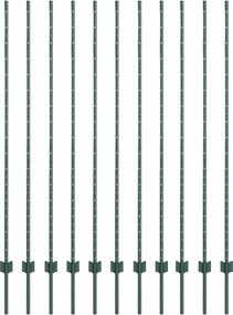 vidaXL Στύλος Περιφράξεων 11 pcs Πράσινο 160 cm Ατσάλι