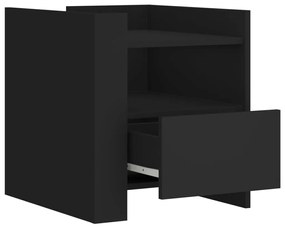 vidaXL Κομοδίνο Μαύρο 45x50x50 εκ. από Επεξεργασμένο Ξύλο