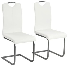 Καρέκλες Τραπεζαρίας «Πρόβολος» 2 τεμ. Λευκές Συνθετικό Δέρμα