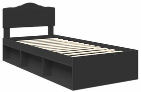 vidaXL Σκελετός Κρεβατιού Μαύρο 90 x 200 cm Στερεά ξυλεία πεύκου