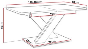 Τραπέζι Goodyear 103, Γυαλιστερό λευκό, Sonoma οξιά, 76x80x140cm, 56 kg, Επιμήκυνση, Πλαστικοποιημένη μοριοσανίδα | Epipla1.gr
