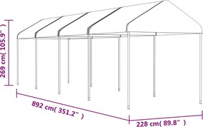 vidaXL Κιόσκι με Τέντα Λευκό 8,92 x 2,28 x 2,69 μ. από Πολυαιθυλένιο