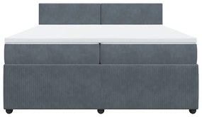 Κρεβάτι Boxspring με Στρώμα Σκούρο Γκρι 200x200 εκ. Βελούδινο - Γκρι