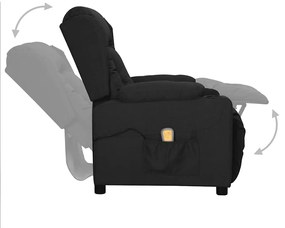 vidaXL Πολυθρόνα Μασάζ με Ανύψωση Μαύρη Υφασμάτινη