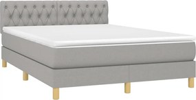 vidaXL Κρεβάτι Boxspring με Στρώμα &amp; LED Αν.Γκρι 140x190εκ. Υφασμάτινο