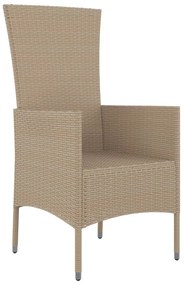 vidaXL Καρέκλες Κήπου 2 τεμ. Μπεζ από Συνθετικό Ρατάν με Μαξιλάρια