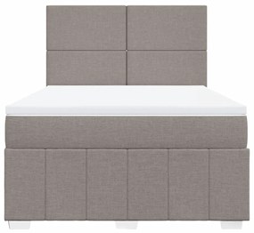 Κρεβάτι Boxspring με Στρώμα Taupe 160x200 εκ. Υφασμάτινο - Μπεζ-Γκρι