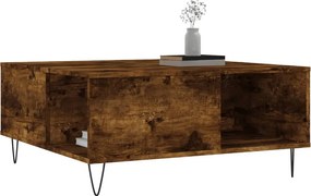 vidaXL Τραπεζάκι Σαλονιού Καπνιστή Δρυς 80x80x36,5εκ. Επεξεργασμ. Ξύλο