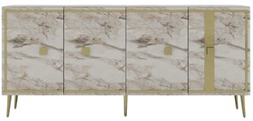 Μπουφές Brice 475OLV2323 150x40x79cm Marble Effect White-Gold Μοριοσανίδα, Μελαμίνη