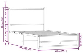 Σκελετός Κρεβ. Χωρίς Στρώμα Καπνιστή Δρυς 107x203 εκ. Μεταλλικό - Καφέ