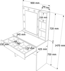 Τουαλέτα Μακιγιάζ Λευκό GEPRU 80x42.5x147