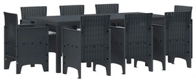vidaXL Σέτ φαγητού για κήπο 9 pcs Ανθρακί Rattan Polt