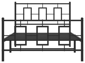 vidaXL Πλαίσιο Κρεβατιού με Κεφαλάρι&Ποδαρικό Μαύρο 107x20 εκ. Μέταλλο