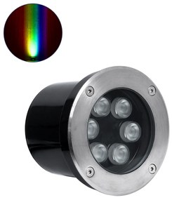 GloboStar® UNDERGROUND-TINA 90666 Χωνευτό Φωτιστικό Σποτ Δαπέδου LED 9W 945lm 30° DC 24V Αδιάβροχο IP65 Φ12 x Υ9cm Πολύχρωμο RGBW DMX512 - Ανοξείδωτο Ατσάλι - 3 Years Warranty