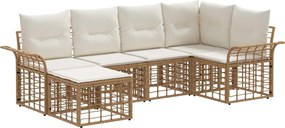 vidaXL Σειρά Καναπέ Εξωτερικού 6 pcs Φυσικό και Κρέμα Λευκό