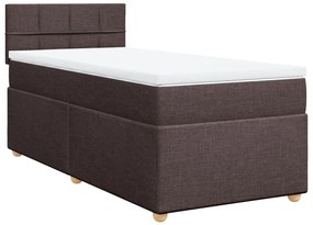 Κρεβάτι Boxspring με Στρώμα Σκούρο Καφέ 80x200 εκ. Υφασμάτινο - Καφέ