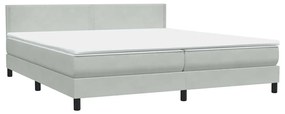 vidaXL Box Spring κρεβάτι με στρώμα ανοιχτό γκρι 200x220 εκ. Βελούδινο