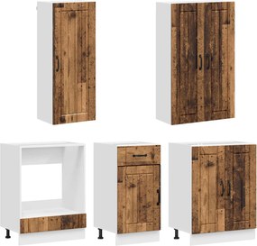 vidaXL Μονάδα κουζίνας LUCCA 5 pcs Παλαιωμένο ξύλο Επεξεργασμένο Ξύλο