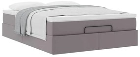 vidaXL Οθωμανικό κρεβάτι με στρώμα Γκρι 140x200cm Faux Leather