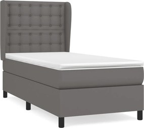 vidaXL Κρεβάτι Boxspring με Στρώμα Γκρι 80 x 200 εκ. Συνθετικό Δέρμα