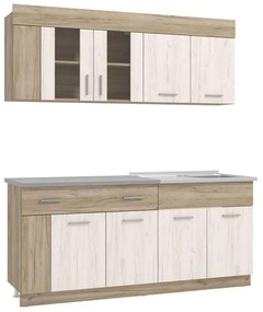 Σύνθεση κουζίνας LEONA 180 Grey oak - White oak 180x60x200 εκ. 180x60x200 εκ.