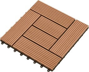 vidaXL Πλάκα Κατασκευής 11 pcs Καφέ 30 x 30 cm WPC
