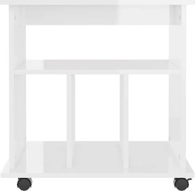 vidaXL Ντουλάπι Τροχήλατο Γυαλιστ. Λευκό 60x45x60 εκ. από Επεξ. Ξύλο