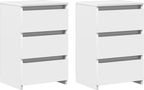 vidaXL Κομοδίνα 2 τεμ. Λευκά 40 x 35 x 62,5 εκ. από Επεξ. Ξύλο