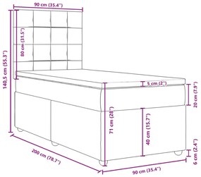 Κρεβάτι Boxspring με Στρώμα Taupe 90x200 εκ. Υφασμάτινο - Μπεζ-Γκρι