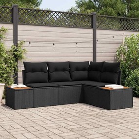 vidaXL Σετ Καναπέ Κήπου με μαξιλάρι 4 pcs Μαύρο Πολυ ράταν