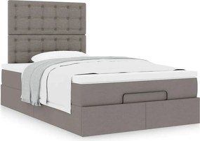 vidaXL Οθωμανικό κρεβάτι με στρώμα Taupe 120x190 cm Ύφασμα
