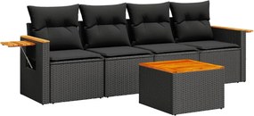 vidaXL Patio Sofa Set 4-θέσια Black