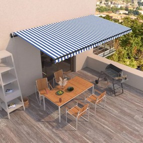 vidaXL Τέντα Συρόμενη Αυτόματη Μπλε / Λευκό 600x350 εκ.