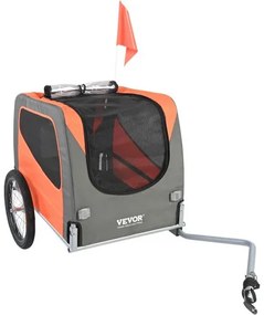 VEVOR Dog Bike Trailer, Supports up to 66 lbs, Pet Cart Bicycle Carrier, Easy Folding Frame with Quick Release Wheels, Universal Bicycle Coupler, Reflectors, Flag, Collapsible to Store, Orange/Gray