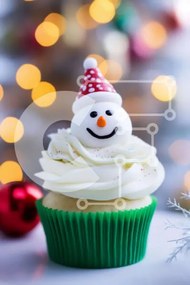 Intra Συλλεκτικό Ξύλινο Παζλ Plywood  4mm - Εορταστικό Cupcake Χιονάνθρωπος με Βρώσιμη νιφάδα χιονιού Σε Ξύλινο Κουτί - Διαστάσεις: 10x10 cm – 25 κομμάτια