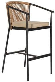 Σκαμπό ArteLibre MANDRAKA Μαύρο/Φυσικό Αλουμίνιο/Rattan 56x63x108cm