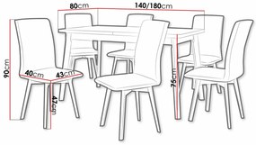 Σετ τραπεζαρίας Victorville 324, 75x80x140cm, Αριθμός θέσεων: 6, Γωνιακό, Ξύλο: Οξιά | Epipla1.gr