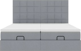 VidaXL Οθωμανικό κρεβάτι με στρώματα & LEDs Ανοιχτό γκρι ύφασμα