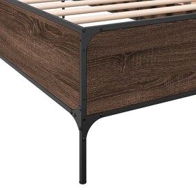 vidaXL Πλαίσιο Κρεβατιού Καφέ Δρυς 90x200 εκ. Επεξ. Ξύλο &amp; Μέταλλο