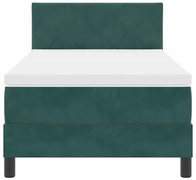vidaXL Κρεβάτι με ελατήρια Σκούρο πράσινο 90 x 190 cm Βελούδο