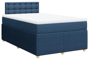 vidaXL Κρεβάτι Boxspring με Στρώμα Μπλε 120x200 εκ. Υφασμάτινο