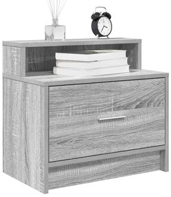 vidaXL Κομοδίνα με συρτάρι 2 τεμ. Γκρι Sonoma 51x31x47 εκ.