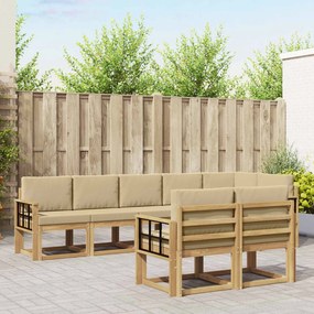 vidaXL Σειρά Καναπέ Εξωτερικού 8 pcs Λευκό και Μπεζ Πολυεστέρας