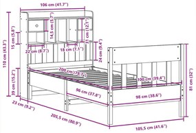 Σκελετός Κρεβατιού Χωρίς Στρώμα 100x200 εκ. Μασίφ Πεύκο - Καφέ