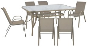 Τραπεζαρία Σετ Ριο 7Τμχ Ε250,82 150x90x71/55x74x91 Cappuccino-Beige Six Seater