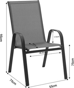 Τραπεζαρία Valor-Calan σετ 7τεμ μέταλλο λευκό-textilene καφέ