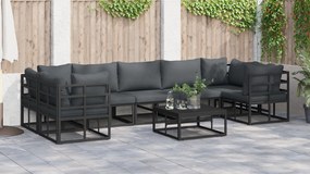 vidaXL Σετ Καναπέ Κήπου 7 pcs Μαύρο Αλουμίνιο