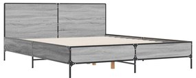 vidaXL Πλαίσιο Κρεβατιού Γκρι Sonoma 140x200 εκ. Επεξ. Ξύλο &amp; Μέταλλο