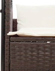 vidaXL Ξαπλώστρα Διπλή Καφέ από Συνθετικό Ρατάν με Οροφή / Κουρτίνες