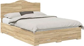 vidaXL Σκελετός Κρεβατιού Δρύς Sonoma 150 x 200 cm Επεξεργασμένο ξύλο